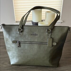Coach Olive Green Signature Tote
